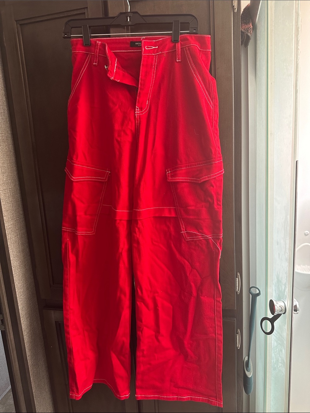 American Bazi Red Cargo Pants with Utility Pockets